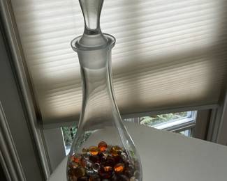 Glass Decanter with Stopper and Decorative Glass Beads