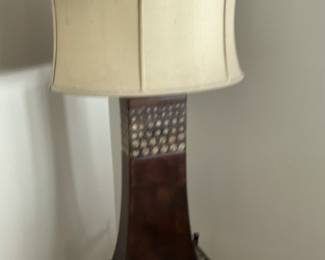 Vintage Hollywood Regency Burlwood Imitation Table Lamps, 1980's