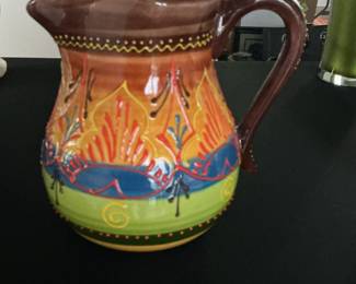 Hand-Painted Ceramic Pitcher from Spain