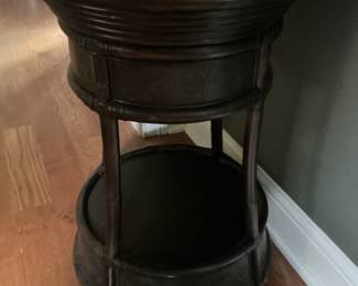 Hooker Furniture Round Pedestal Nightstand with Carvings