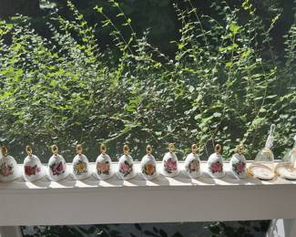 Porcelain Rose Bells with Glass Bells