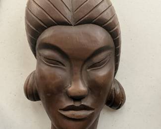 Vintage Balinese Carved Wood Woman Bust