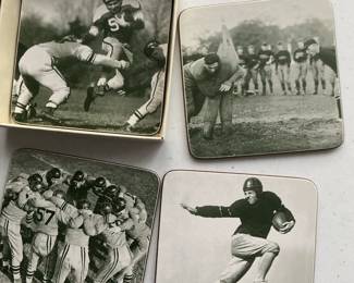 Vintage Football Pictorial Roto-Panel Coasters Set