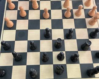 Vintage Wooden Chess Set with Board