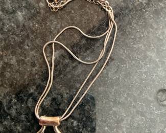 Rose Gold Tone Snake Chain Necklace with Opalite Cabochon Pendant