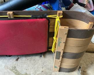 Vintage L.L.Bean Toboggan Sled with Red Cushion