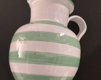 Gmundner Keramik Green Flamed Stripe Pitcher