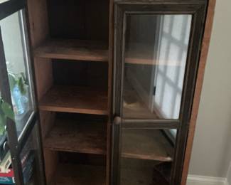Antique Wooden Display Cabinet with Glass Doors