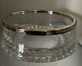 Gorham "Lyric" Collection Cut Crystal Bowl with Silver Plated Rim