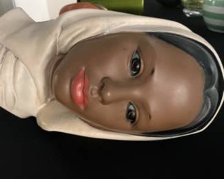 Vintage Marwal Chalkware Bust of a Woman with Headscarf