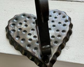 Antique Punched Tin Heart Cheese Strainer