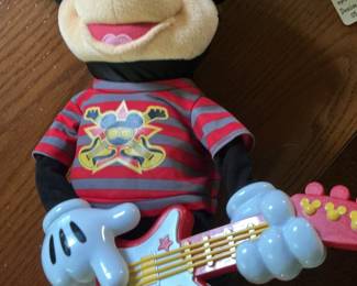 Disney 2010 Mattel Fisher-Price Rock Star Mickey Mouse Plush Toy with Guitar