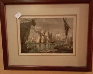 East river antique print