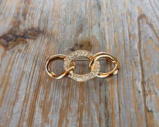 Christian Dior Gold-Tone and Crystal Pin