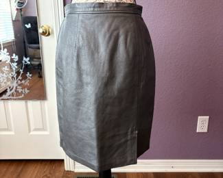 Grey Leather Skirt