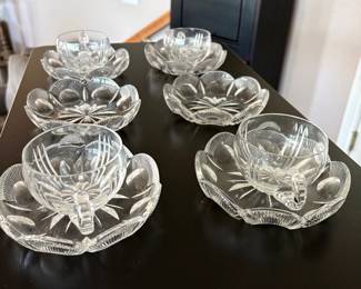 Cut Glass Tea Cups & Saucers