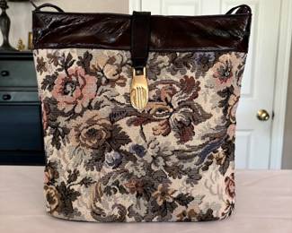 Korean Tapestry and Eel Skin Bag