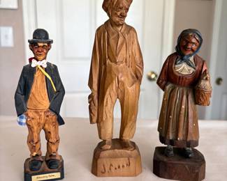 Wooden Sculptures, One Signed J. Caron
