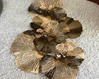 Gold Tone Metal Floral Wall Art