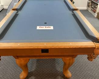 Pool table-slate, balls & cue sticks