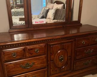 Triple dresser with mirror-solid wood