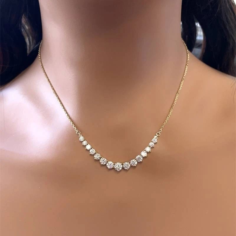 New! 2.84 Carat Natural Diamond Graduated 17" Necklace in 14K Yellow Gold