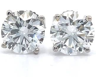 NEW! 2 Carat Diamond Round Solitaire Stud Earrings in 14k White Gold