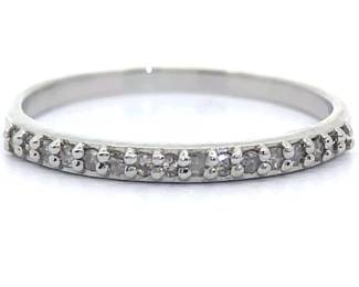 Natural Diamond Semi-Eternity Slim Stacking Ring