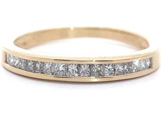 0.25 Carat Natural Diamond Princess Channel Semi-Eternity Ring in 14k Yellow Gold