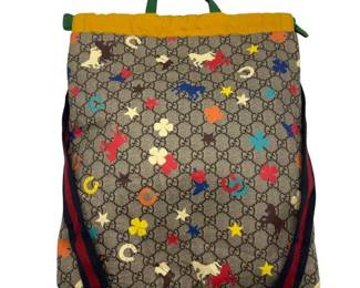 Gucci GG Supreme Children’s Motif Backpack in Multicolor Canvas & Leather Trim