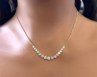 New! 2.84 Carat Natural Diamond Graduated 17" Necklace in 14K Yellow Gold