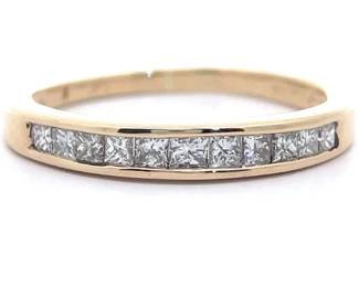 1/4 Carat Natural Diamond Princess Channel Semi-Eternity Ring in 14k Yellow Gold