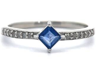 Natural Sapphire & Diamond Delicate Stacking Ring