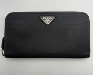 Prada Tessuto Nylon Zip-Around Continental Wallet in Black