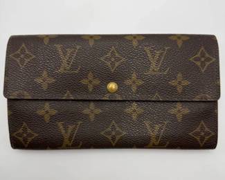 Louis Vuitton Monogram Continental Flap Wallet in Coated Canvas w/ Snap Closure
