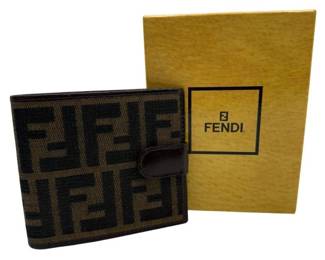 Fendi Zucca Canvas Bifold Wallet with Leather Trim + Box