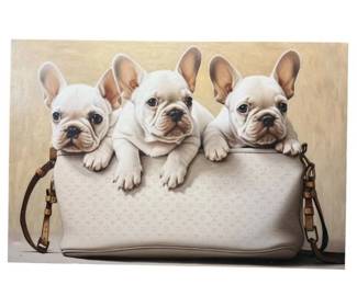 Designer Inspired French Bulldog Canvas Wall Art - 36" x 24"