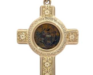 14k Gold Widow's Mite Coin Cross Pendant, Approx. 100BC