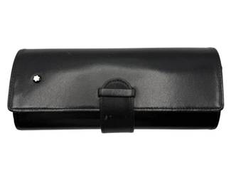 Montblanc Meisterstück Black Leather Pen Case / Travel Organizer with Strap Closure
