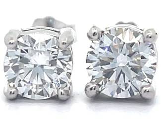 Classic 1 Carat Diamond Round Solitaire Stud Earrings