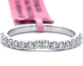 NEW! 0.40 Carat Diamond Slight Curved Ring in 14k White Gold w/ Report
