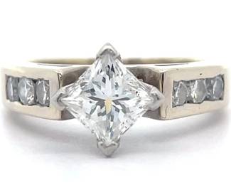 1.30 Carat Natural Diamond Princess Cut Channel Engagement Ring in 14k Gold