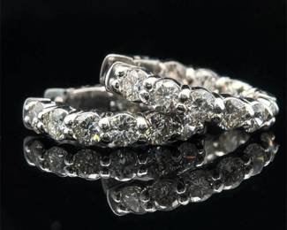 New! 3.68 Carat Natural Diamond Inside-Out Hoop Earrings in 14K White Gold