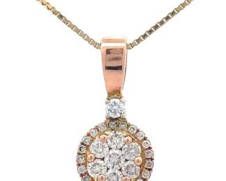 0.33 Carat Natural Diamond Halo Pendant in 14k Rose Gold
