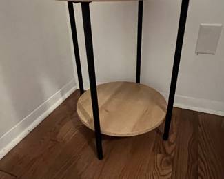 Industrial Style Round Two-Tier Side Table