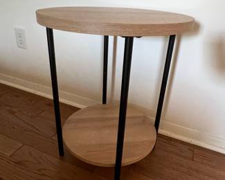 Industrial Style Round Two-Tier Side Table