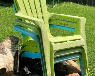 Stackable Resin Adirondack Style Chairs