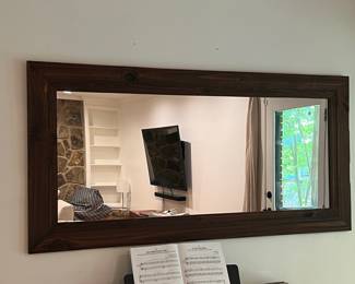 Rustic Style Rectangular Wood Wall Mirror