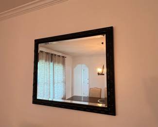 Ornate Black Wood Framed Wall Mirror