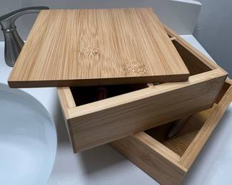 Bamboo 2-Tier Storage Box with Swivel Lid